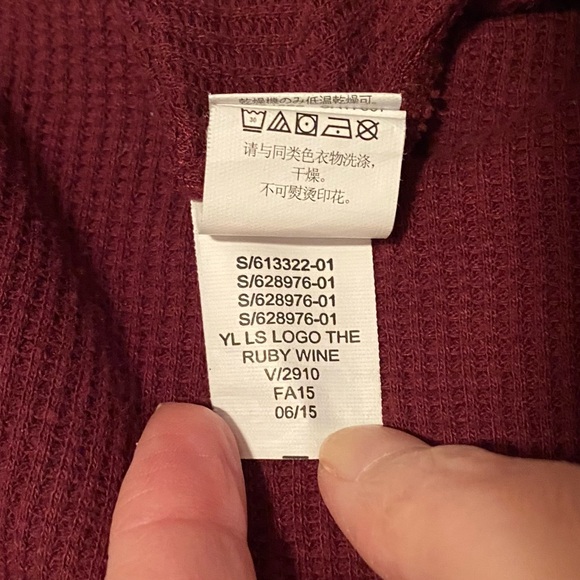 Gap Factory Thermal Gap Logo Long Sleeve T-Shirt Ruby Wine Size Small Red Maroon - Picture 6 of 9